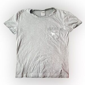 VS PINK GREY AND WHITE LOGO TEE SHIRT // SIZE XS🩶